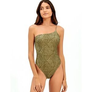 Vix NWT Ana Ortiz Green One Piece Adjustable One Shoulder SwimSuit Sz S